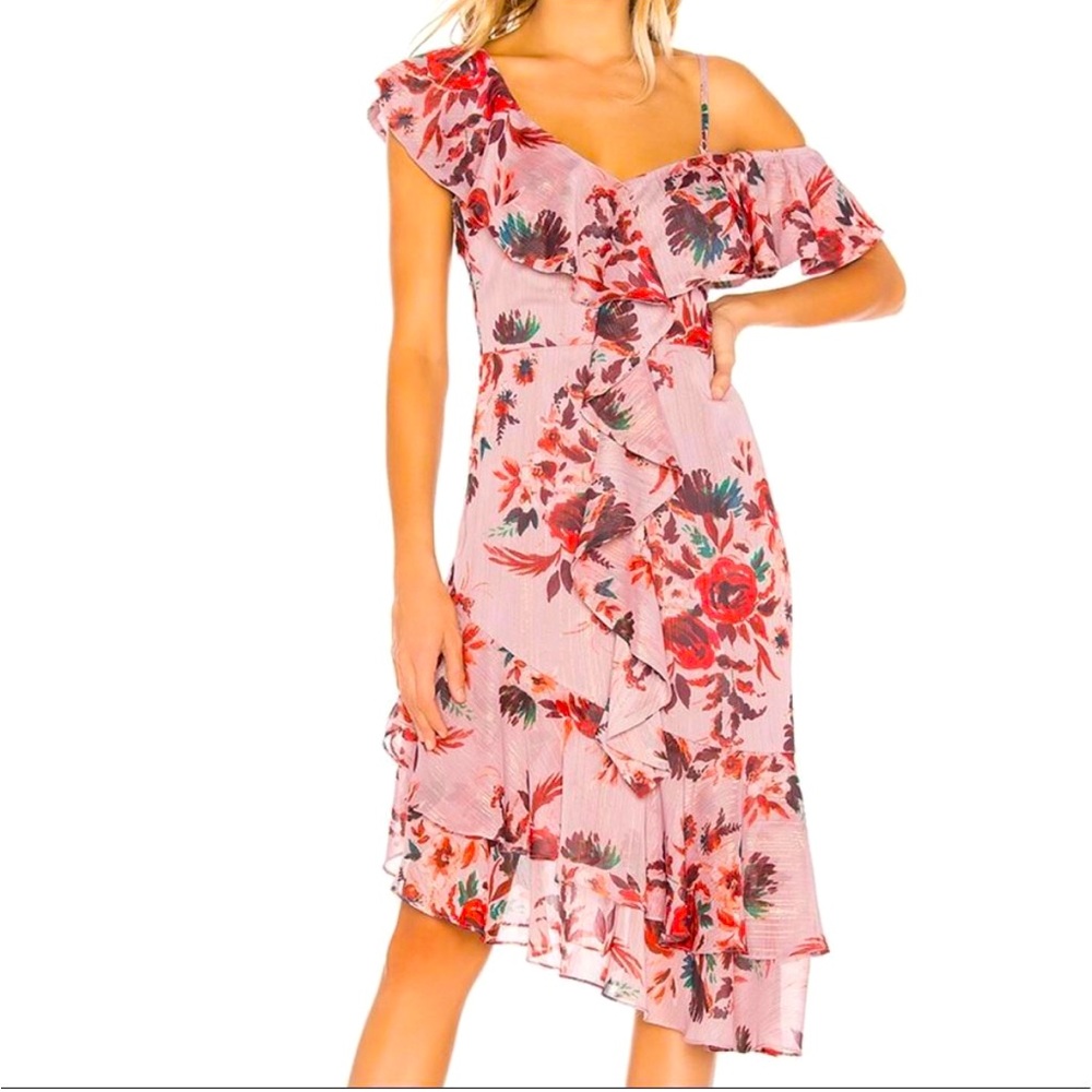 Lovers + Friends Pink Floral Ruffle Dress